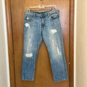 Vintage Lucky Brand by Gene Montesano Lace Distressed Boyfriend Crop Jeans 6/28